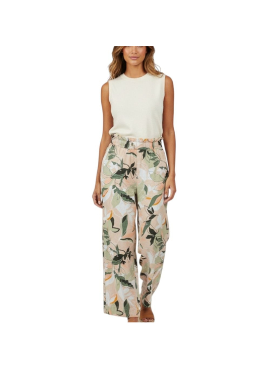 Nicole Miller Pants - Nicole Miller Linen Wide Leg Pants Small Tropical Print